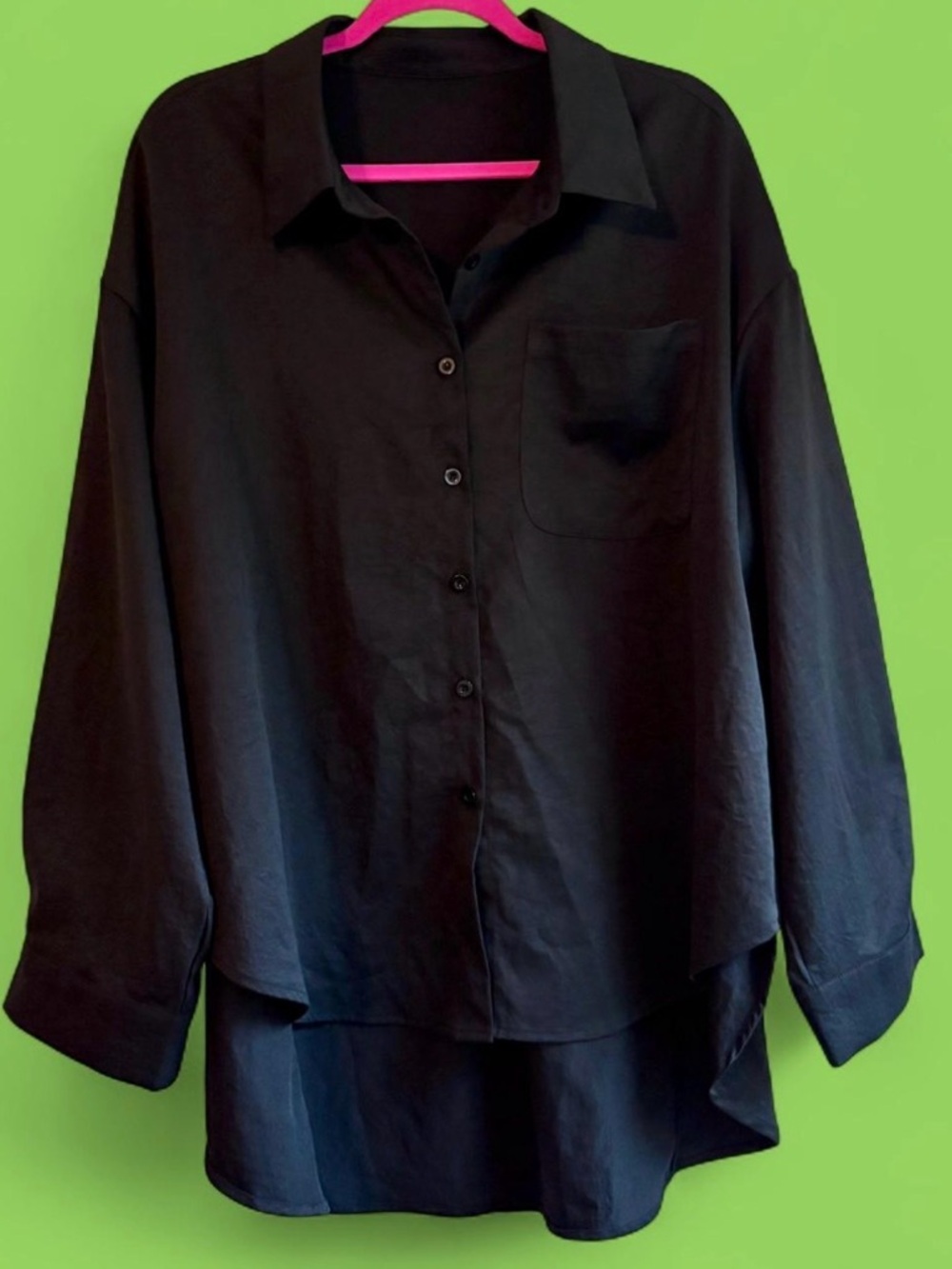 EUC oversized black button-up blouse